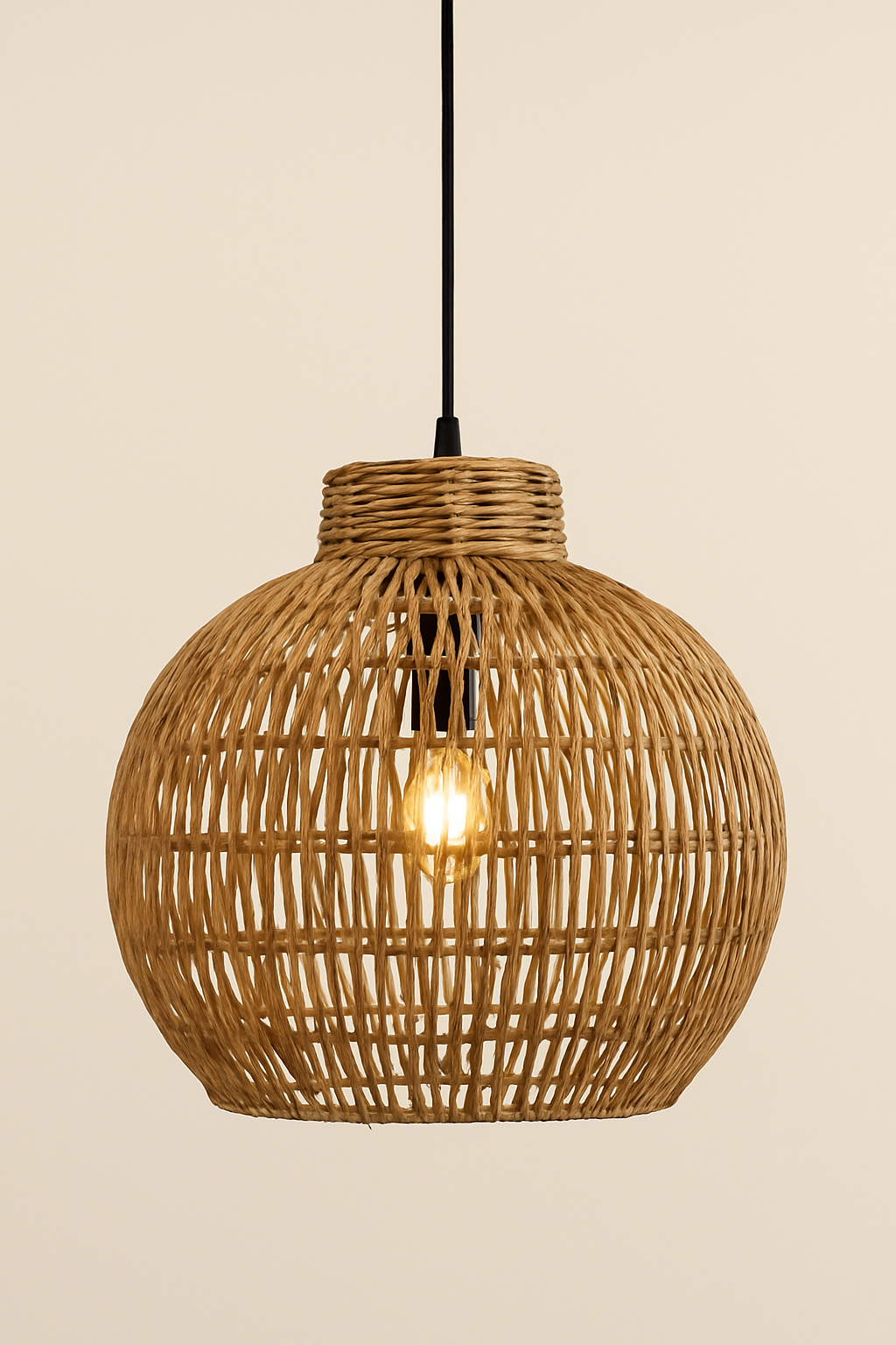 Malawi Cane Hand Woven Lamp Shade – M 102 (Natural Beige, 62x56cm) - Image 5